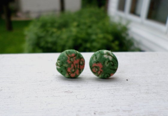 green and pink earrings